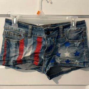 American flag denim shorts